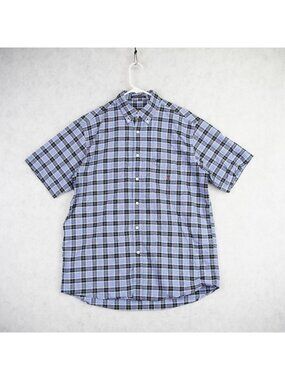 Siegfried Men's Plaid Cotton Woven Short Sleeve Button-Down Shirt Size Medium